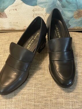 🎈Kurt Geiger London Black Block Heel Loafers. EUC